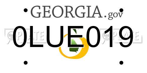 0LUE019 Georgia License Plate