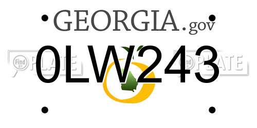 0LW243 Georgia License Plate