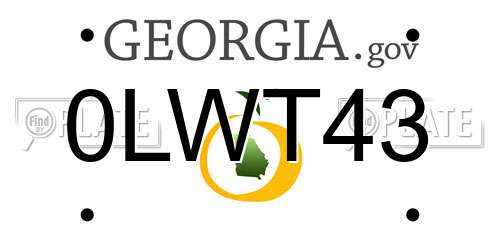0LWT43 Georgia License Plate