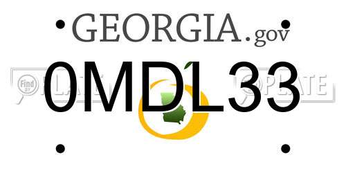 0MDL33 Georgia License Plate