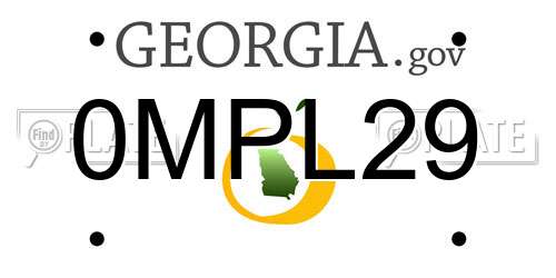 0MPL29 Georgia License Plate