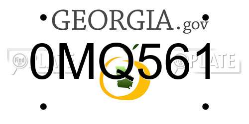 0MQ561 Georgia License Plate