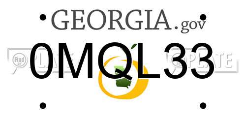 0MQL33 Georgia License Plate