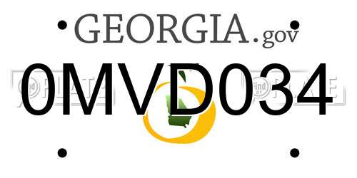 0MVD034 Georgia License Plate