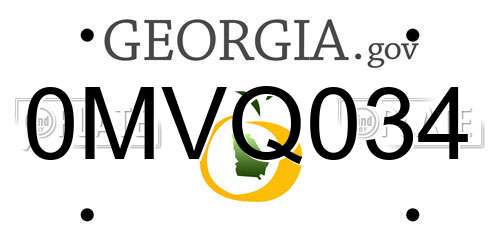 0MVQ034 Georgia License Plate