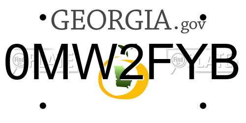 0MW2FYB Georgia License Plate