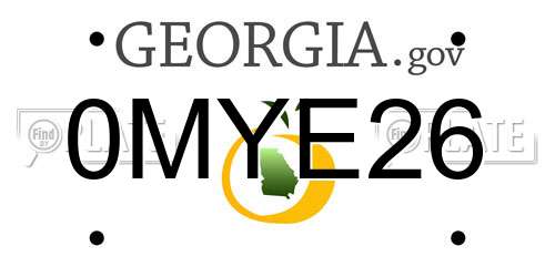 0MYE26 Georgia License Plate