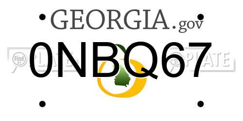 0NBQ67 Georgia License Plate