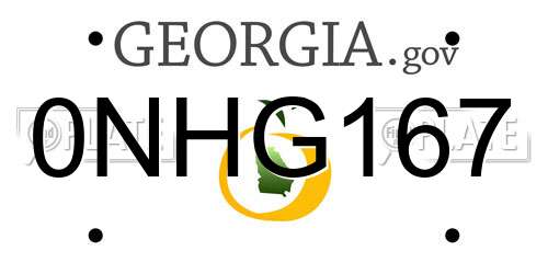 0NHG167 Georgia License Plate