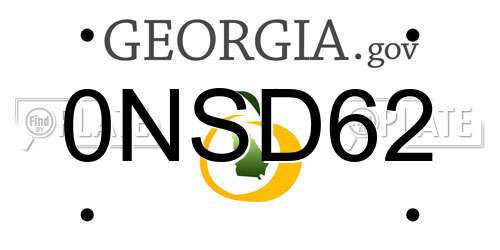 0NSD62 Georgia License Plate