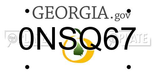0NSQ67 Georgia License Plate