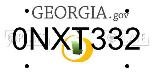 0NXT332 Georgia License Plate