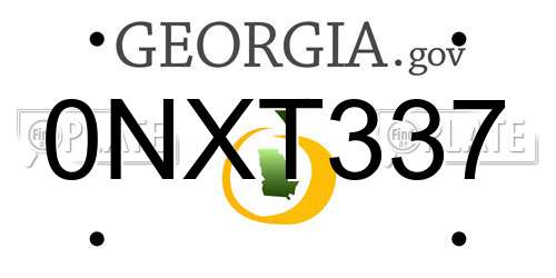0NXT337 Georgia License Plate