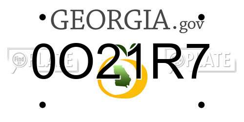 0O21R7 Georgia License Plate