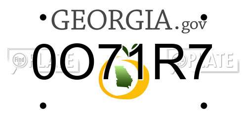 0O71R7 Georgia License Plate
