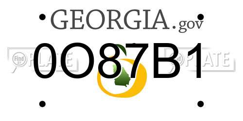 0O87B1 Georgia License Plate