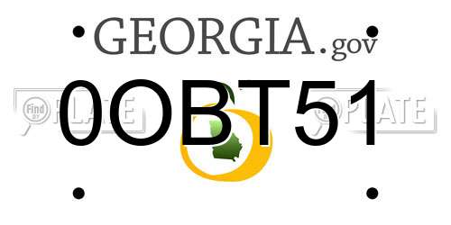 0OBT51 Georgia License Plate