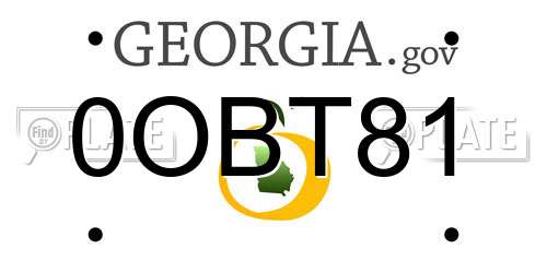 0OBT81 Georgia License Plate