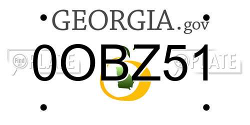 0OBZ51 Georgia License Plate