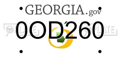 0OD260 Georgia License Plate