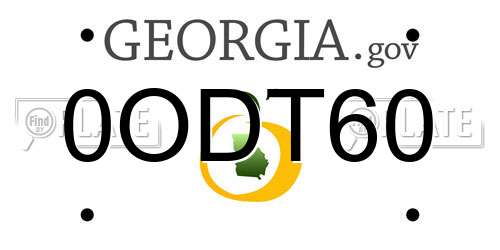 0ODT60 Georgia License Plate