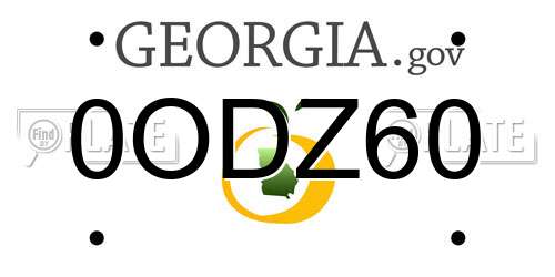 0ODZ60 Georgia License Plate