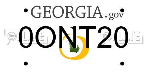0ONT20 Georgia License Plate