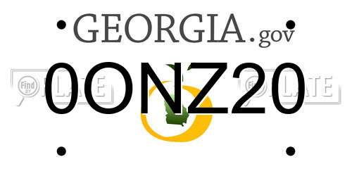 0ONZ20 Georgia License Plate