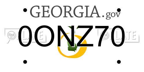 0ONZ70 Georgia License Plate
