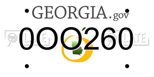 0OO260 Georgia License Plate
