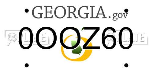 0OOZ60 Georgia License Plate