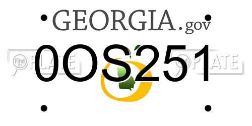 0OS251 Georgia License Plate