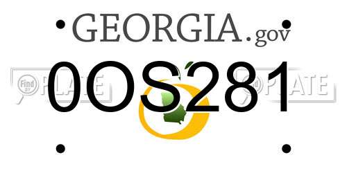 0OS281 Georgia License Plate