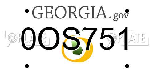 0OS751 Georgia License Plate