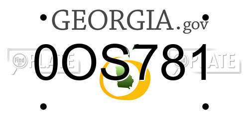 0OS781 Georgia License Plate