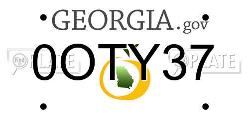 0OTY37 Georgia License Plate