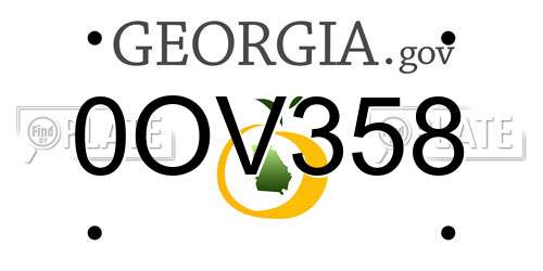 0OV358 Georgia License Plate