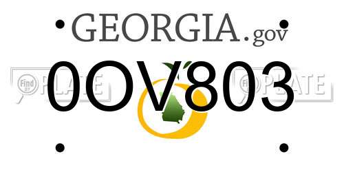 0OV803 Georgia License Plate