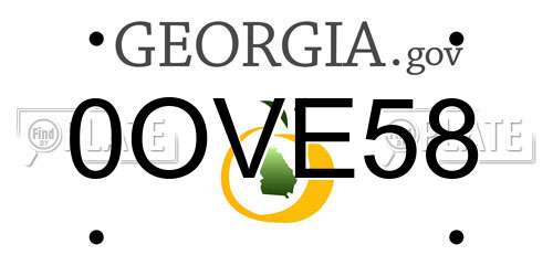 0OVE58 Georgia License Plate
