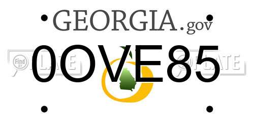 0OVE85 Georgia License Plate