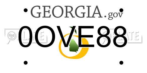 0OVE88 Georgia License Plate