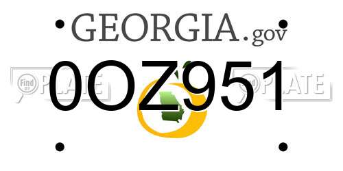 0OZ951 Georgia License Plate