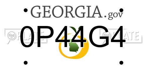 0P44G4 Georgia License Plate