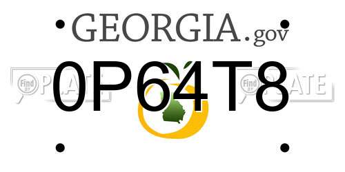 0P64T8 Georgia License Plate