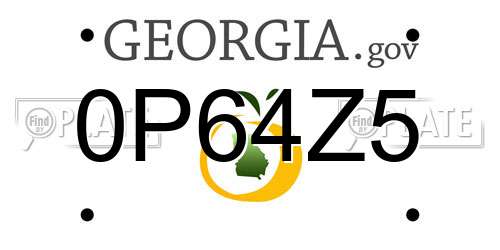 0P64Z5 Georgia License Plate