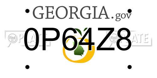 0P64Z8 Georgia License Plate