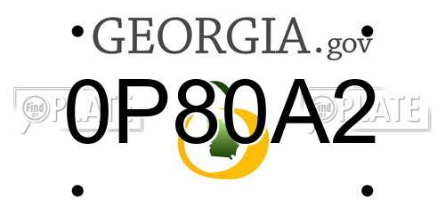 0P80A2 Georgia License Plate