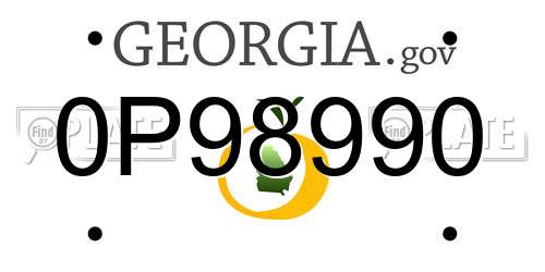 0P98990 Georgia License Plate