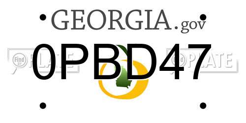 0PBD47 Georgia License Plate