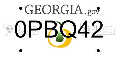 0PBQ42 Georgia License Plate